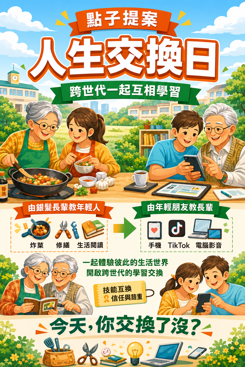 人生交換日時間銀行與世代共學方案海報